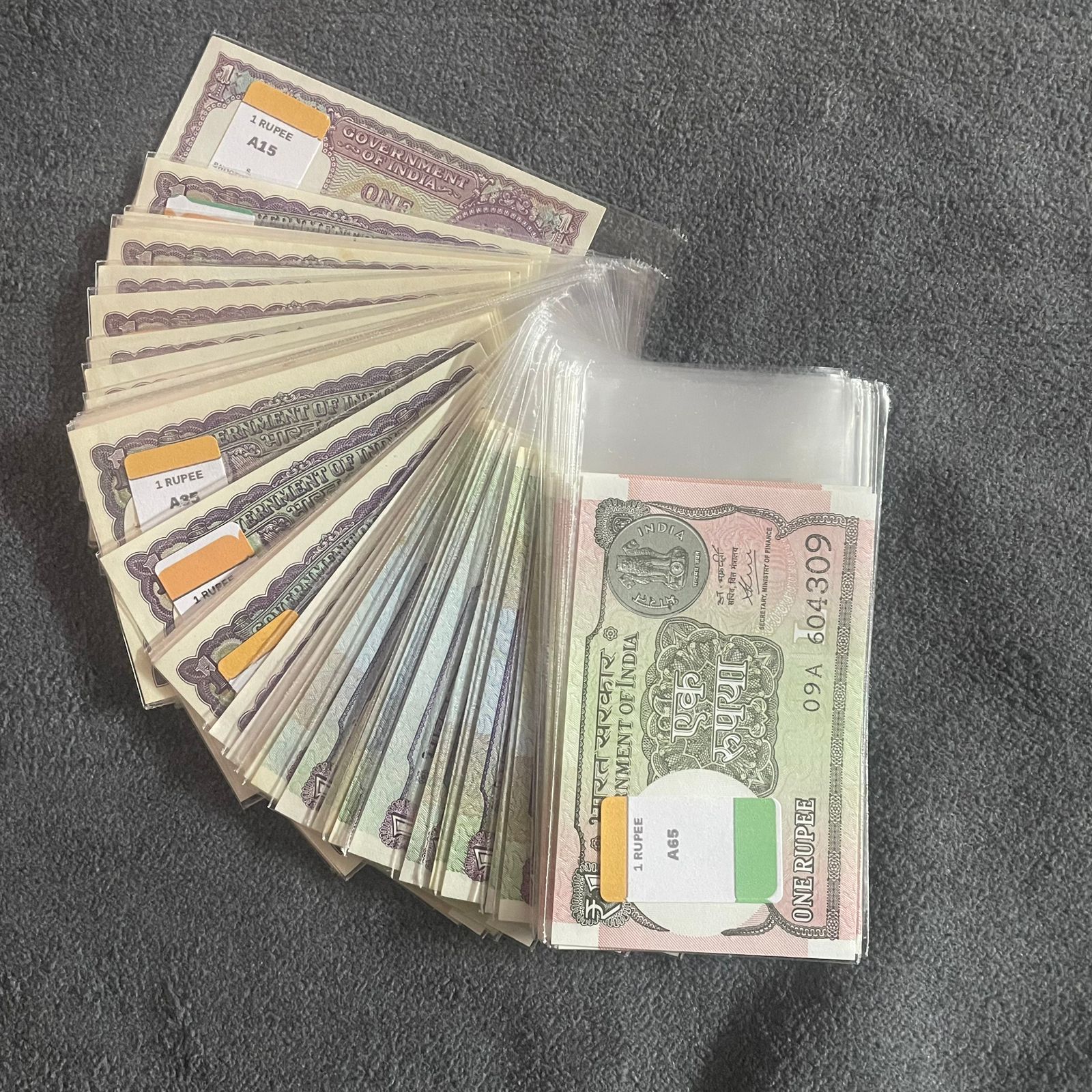 1 Rupee Signature Set A15-A65(51 note set)