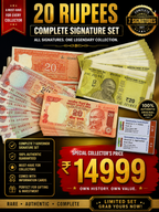 20 RUPEES SIGNATURE SET (D-1 TO D93) GEM UNC with Labels