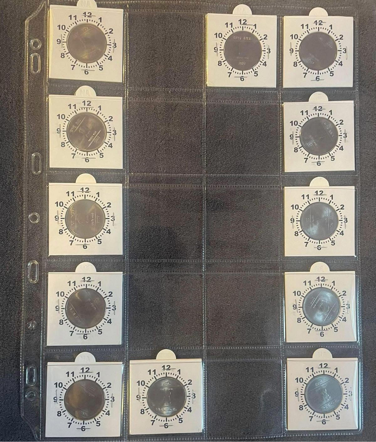 Rotation error Clock Set- ₹ 2 Mudra Design GEM UNC (12 coins)