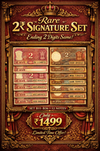 2 Rupees Signature Set (B11-B36) Ending 2 Digits Same