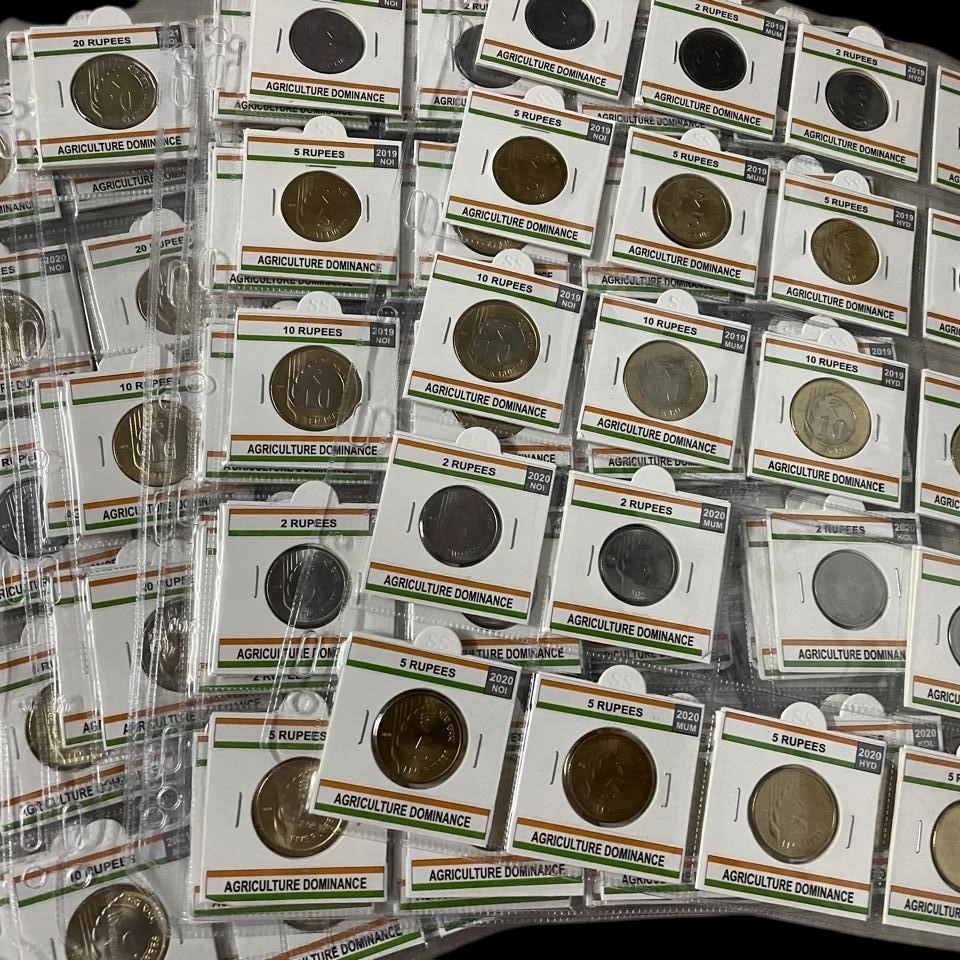 Raindrop set - Agriculture Dominance theme- Complete set with sheet sticker holders - 51 Gem UNC coins