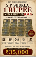 S P Shukla 1 Rupee- Mega Prefix Set (RARE) Complete Set  00H-44H