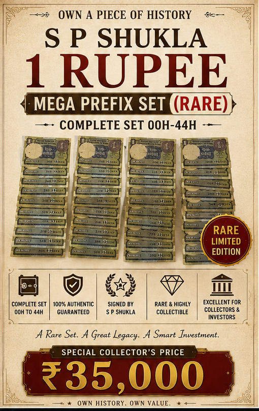 S P Shukla 1 Rupee- Mega Prefix Set (RARE) Complete Set  00H-44H
